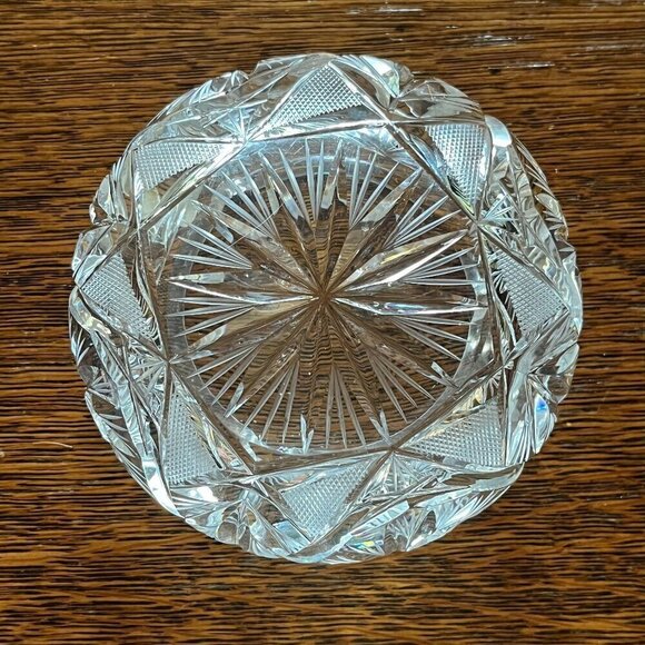 VTG Bohemian Czech Hand Cut Crystal Ashtray Star Design Heavy 8 Point Star 60s - Picture 3 of 8
